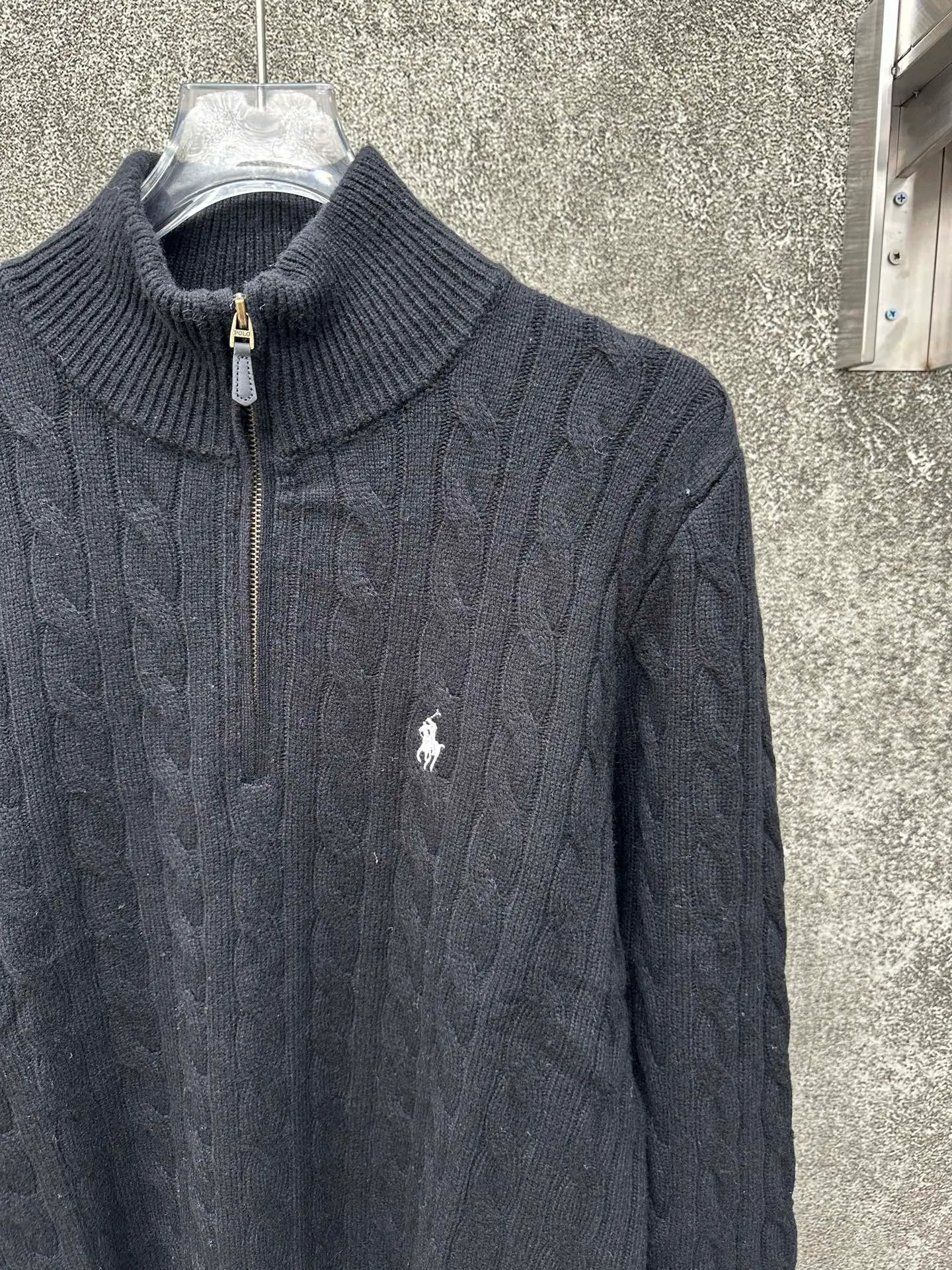 🅿️520 Polo Ralph Lauren 25ss solid color stand collar half zipper long sleeve sweater Size: S M L XL